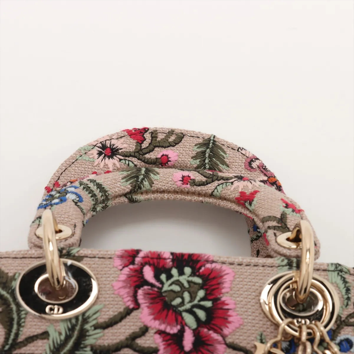 Branded Christian Dior Lady D-Light Floral Mini Canvas Two-Way Handbag Multicolor