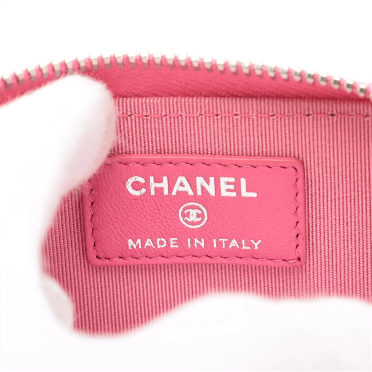 Chanel CC Logo Matelasse Lambskin Card Case Pink