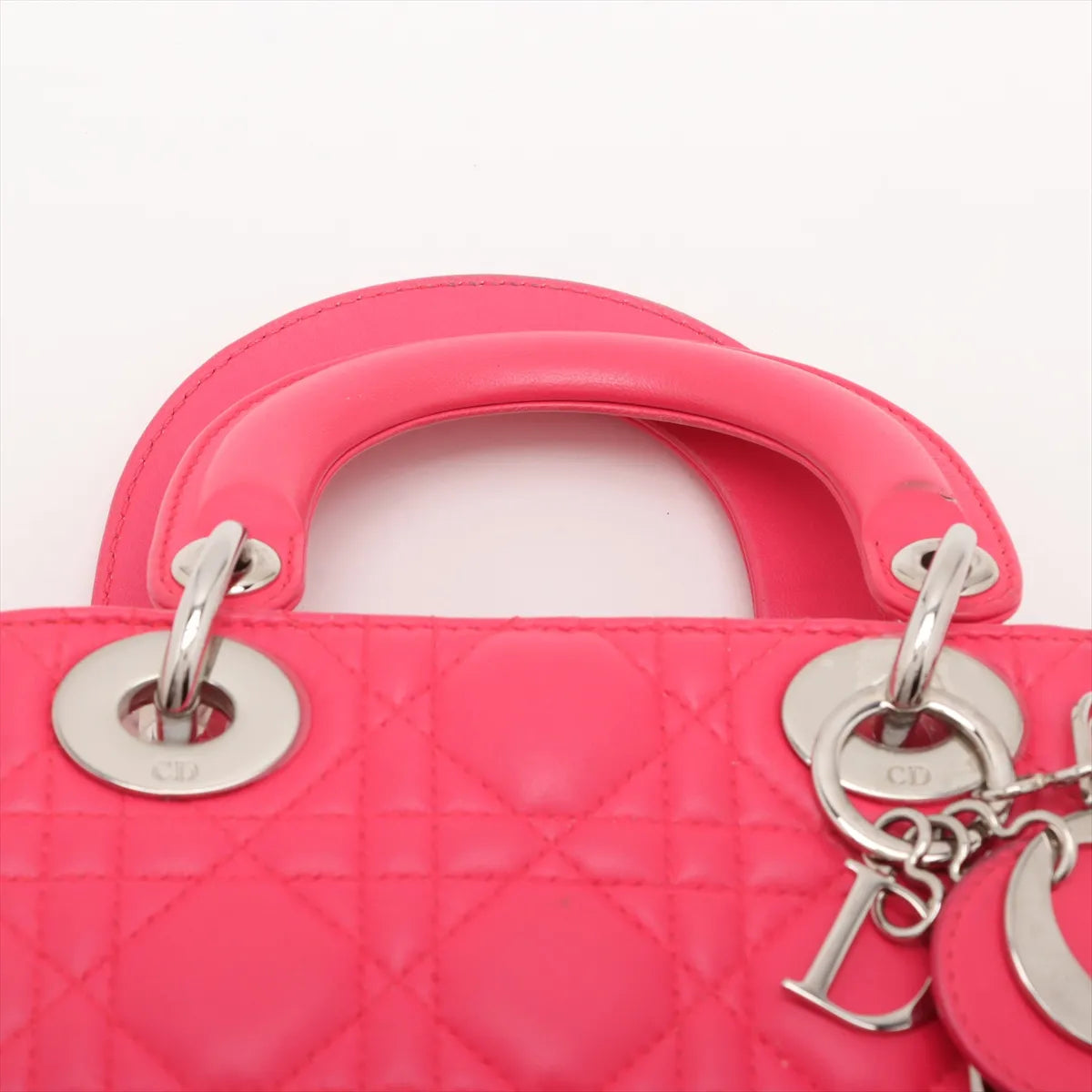 Christian Dior Lady Dior Mini Cannage Leather Two-Way Handbag Hot Pink