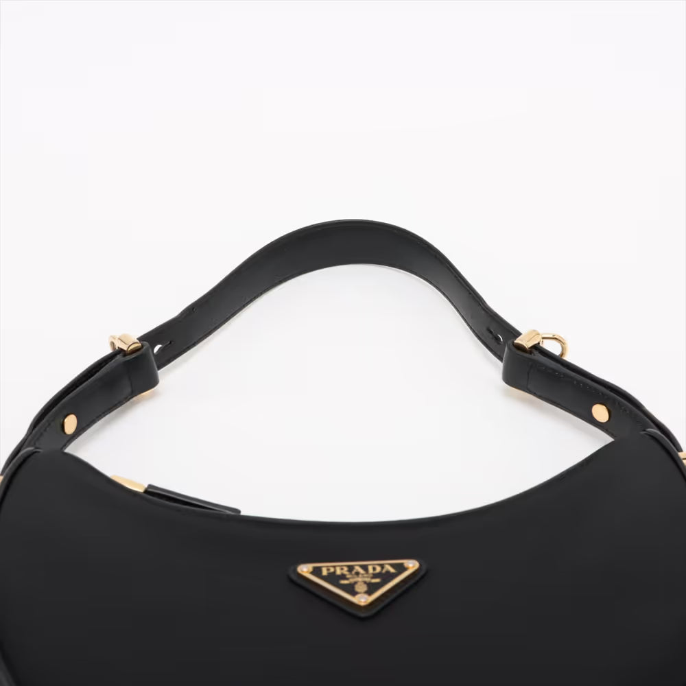 Prada Tessuto Arque Nylon Leather Two-Way Shoulder Bag Black