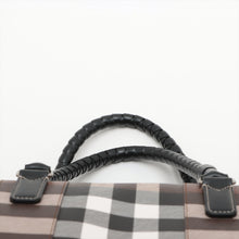 Load image into Gallery viewer, Burberry Check Leather Holdall Boston Bag Brown