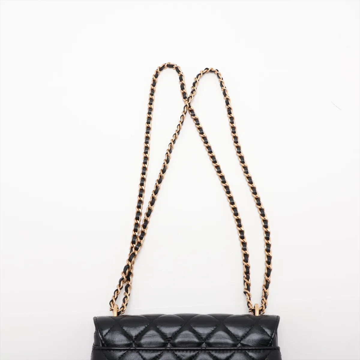 Chanel CC Logo Matelasse Lambskin Wallet on Chain Shoulder Bag Black