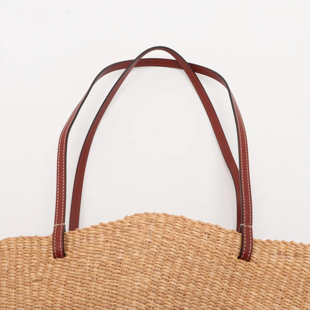 Loewe Small Basket Elephant Straw Bag Beige x Brown