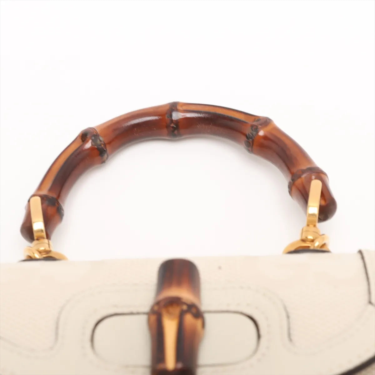 Gucci Jumbo GG Bamboo Canvas Leather Two-Way Shoulder Bag Beige