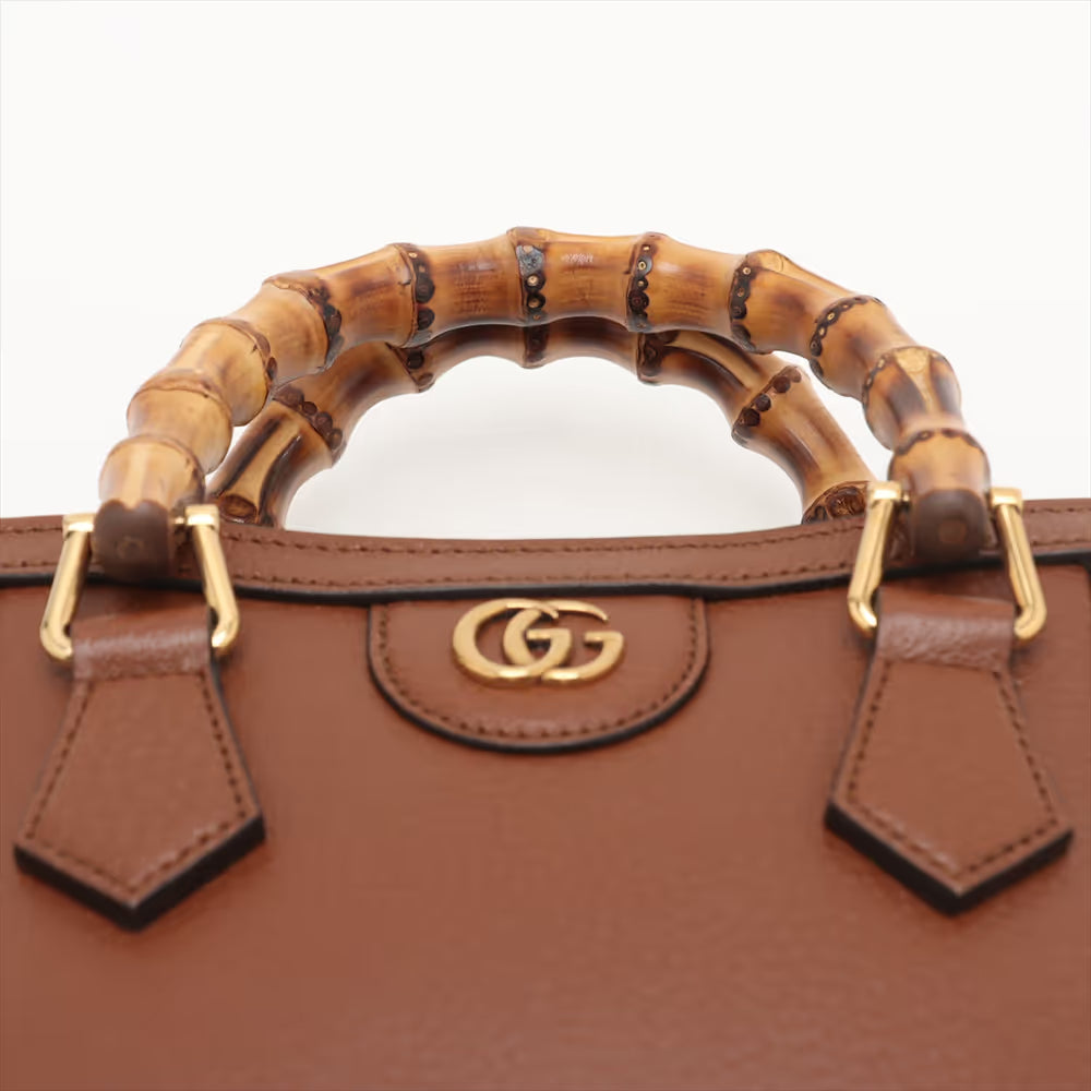Gucci Bamboo Diana Leather Two-Way Handbag Brown