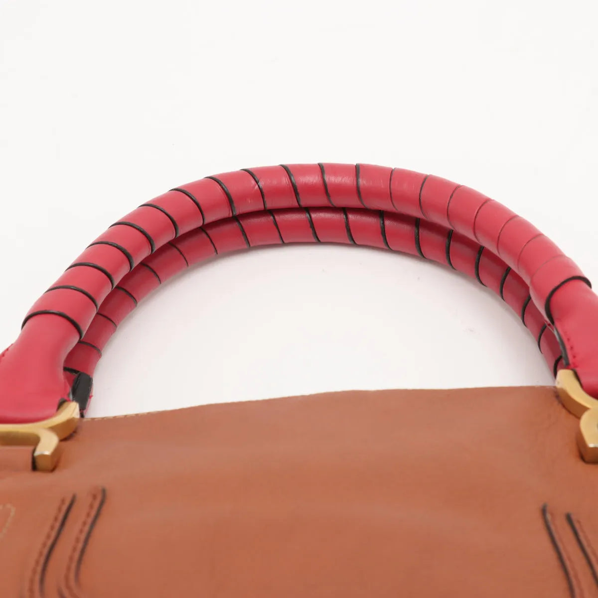 Chloe Marcy Leather Two-Way Handbag Brown x Pink