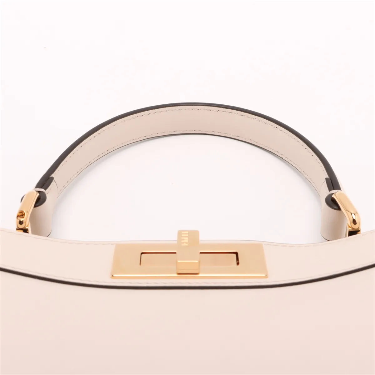 Fendi Peekaboo ISeeU Medium Leather Embroidery Two-Way Handbag Beige