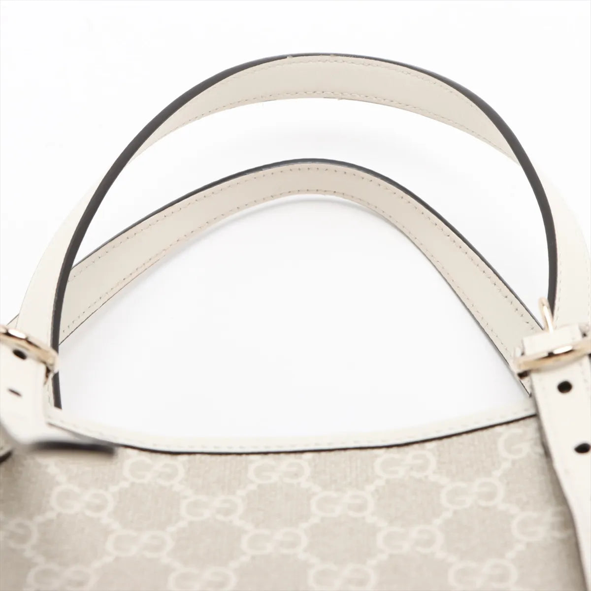 Gucci GG Logo Leather Tote Bag Beige