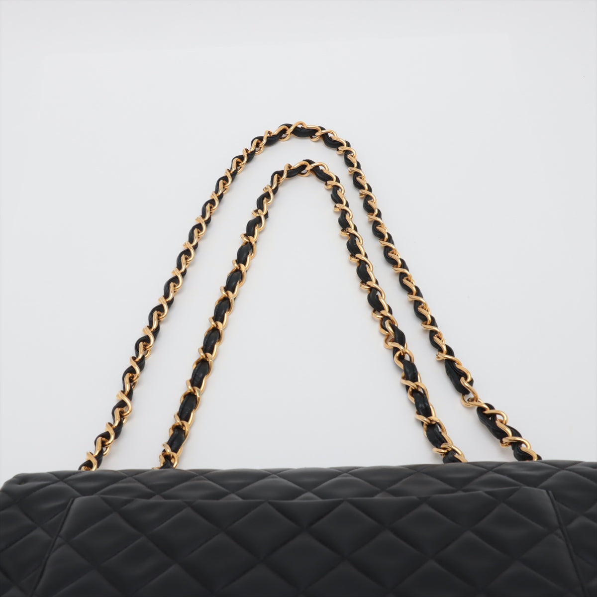 Chanel Matelasse Maxi Lambskin Single Flap Double Chain Bag Black