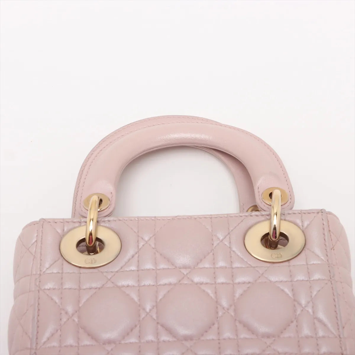 Christian Dior Cannage Mini Lady Dior Leather Two-Way Handbag Blush
