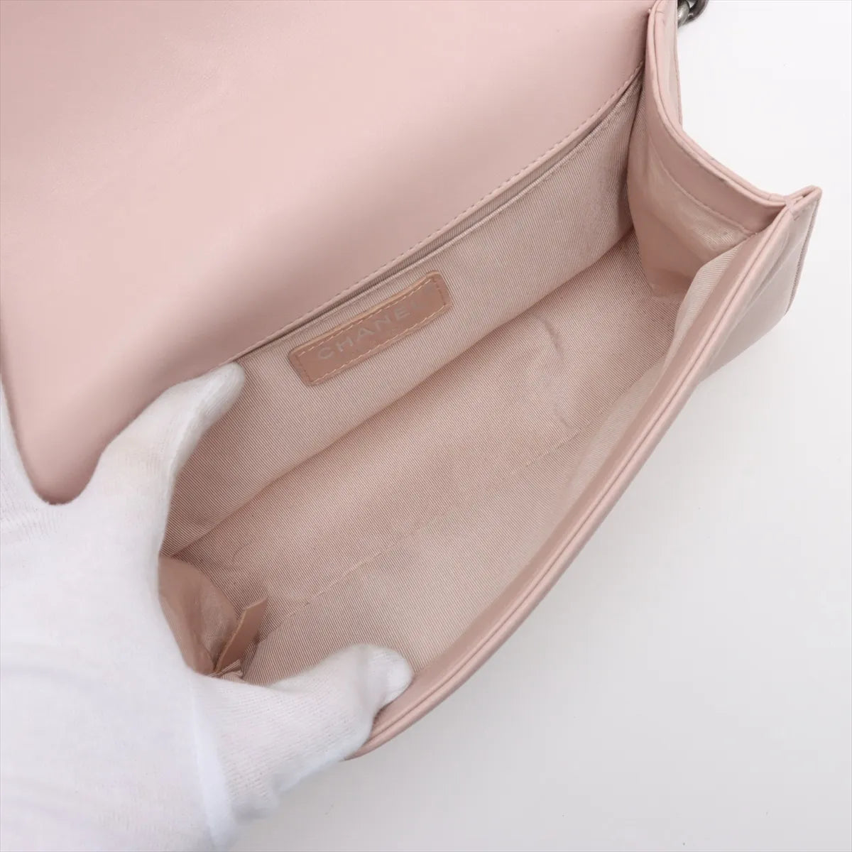 Chanel Boy Chanel 25 Lambskin Chain Shoulder Bag Pink