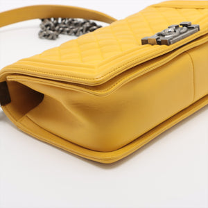 High Quality Chanel Boy Matelasse Lambskin Chain Shoulder Bag Yellow