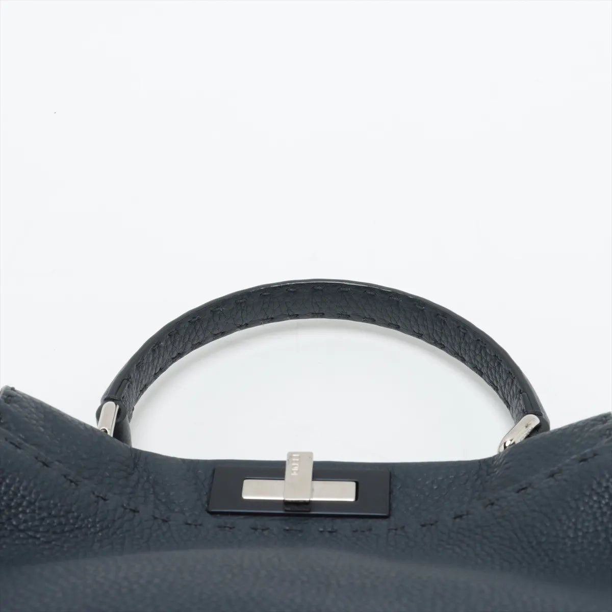 Fendi Peekaboo Regular Selleria Leather Handbag Navy Blue