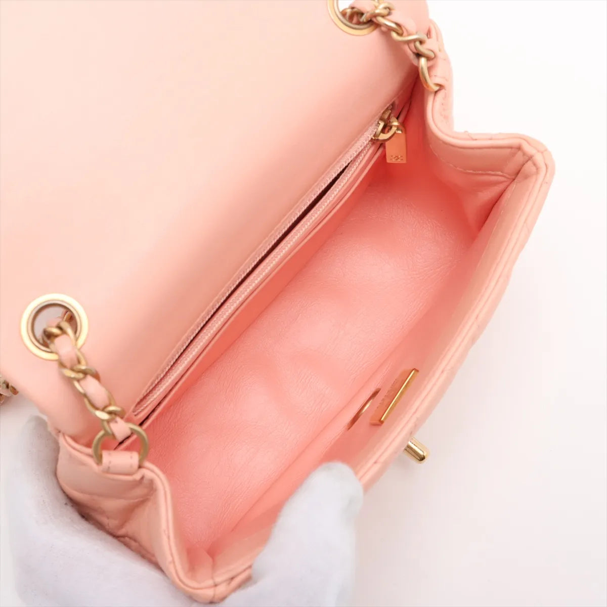 Chanel CC Logo Mini Matelasse Lambskin Coco Ball Single Flap Single Chain Bag Pink Salmon