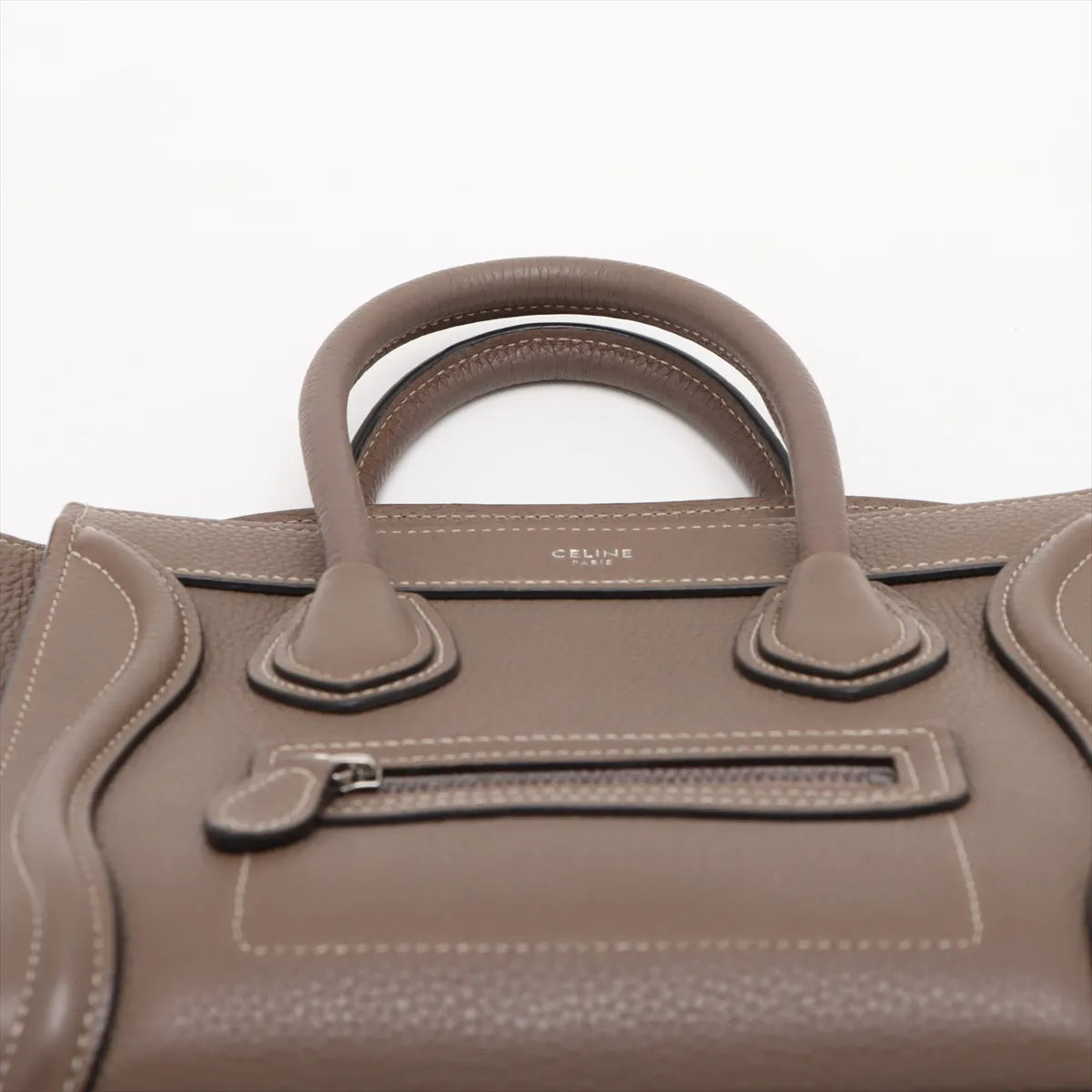 Celine Luggage Nano Shopper Leather Two-Way Shoulder Bag Dark Brown