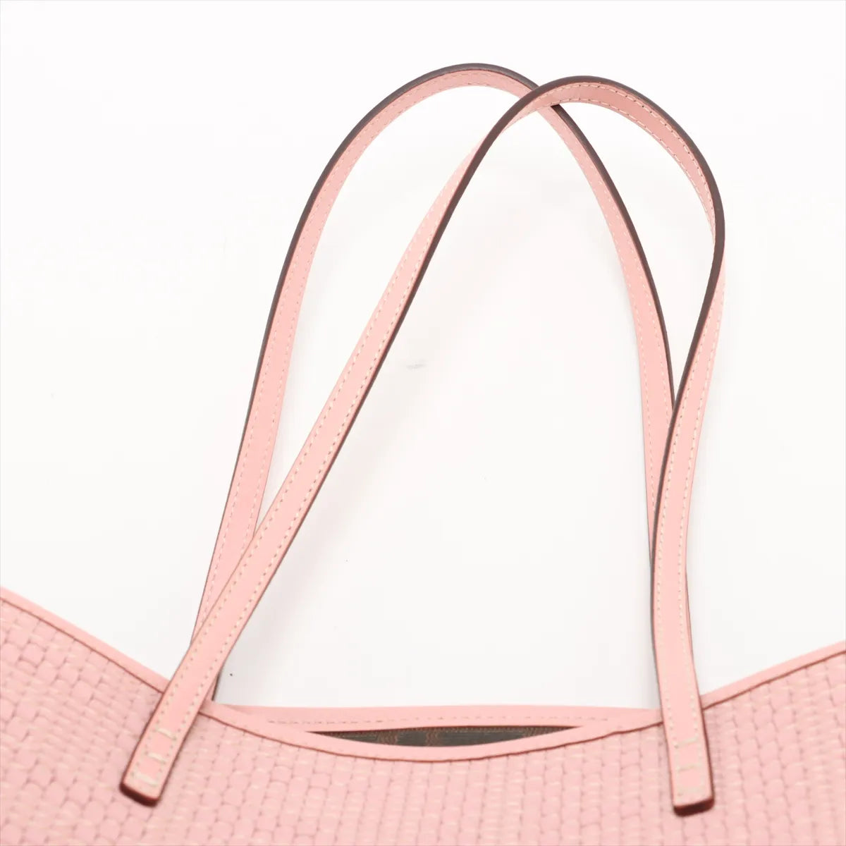 Fendi Zucca Interwoven Leather Tote Bag Pink