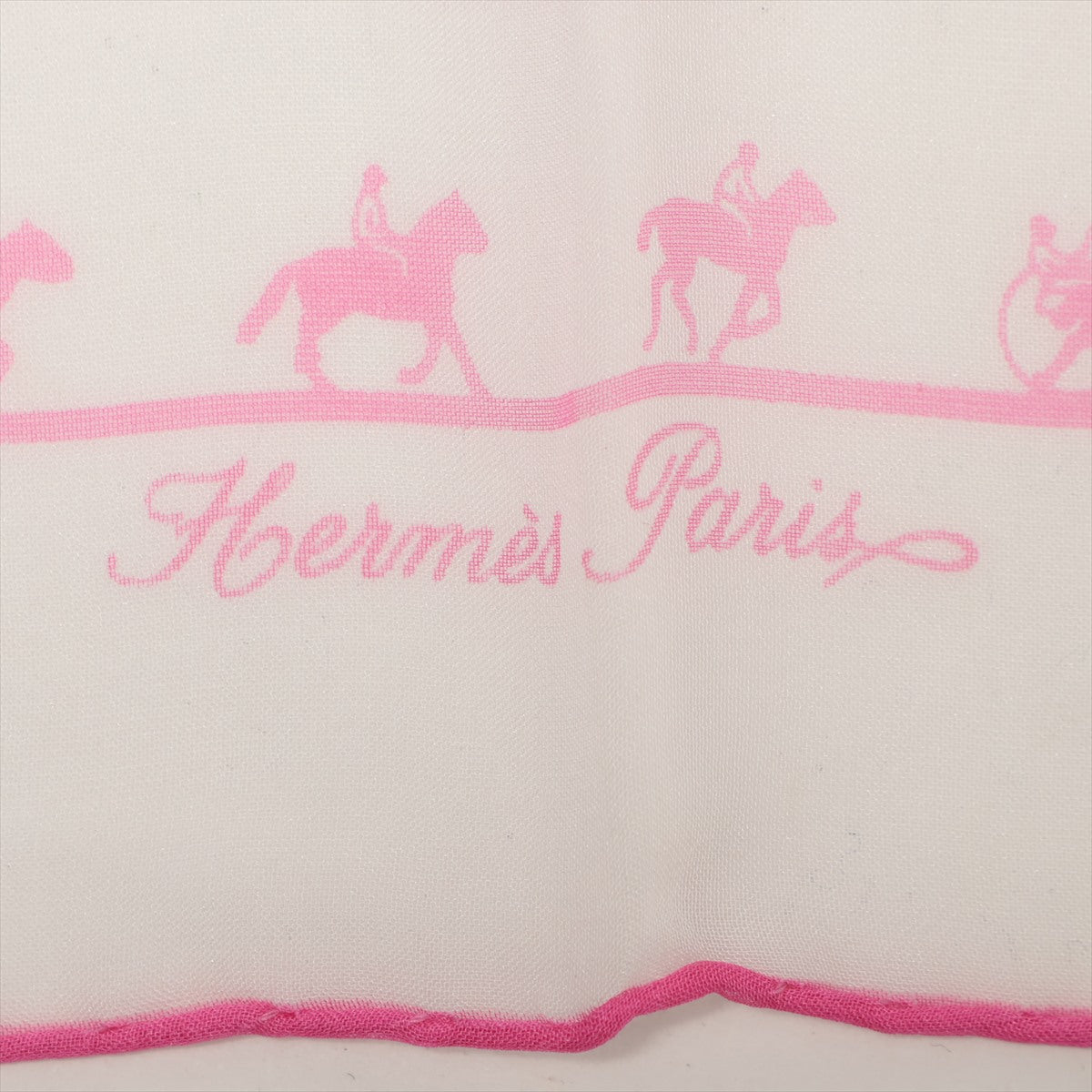 Hermès Carré 45 Horse Rider  Silk  Scarf White x Pink