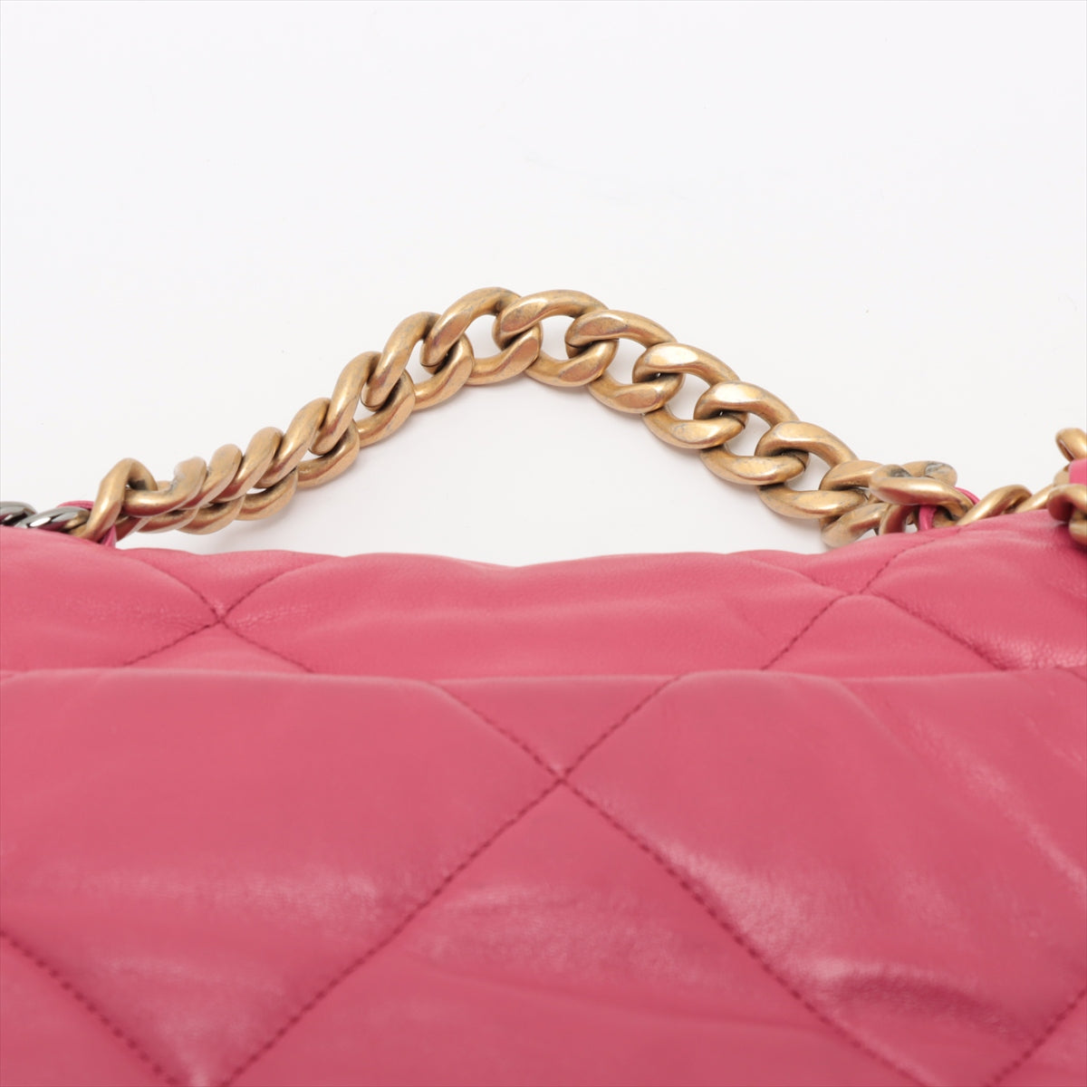 Chanel 19 Matelasse Lambskin Chain Shoulder Bag Hot Pink