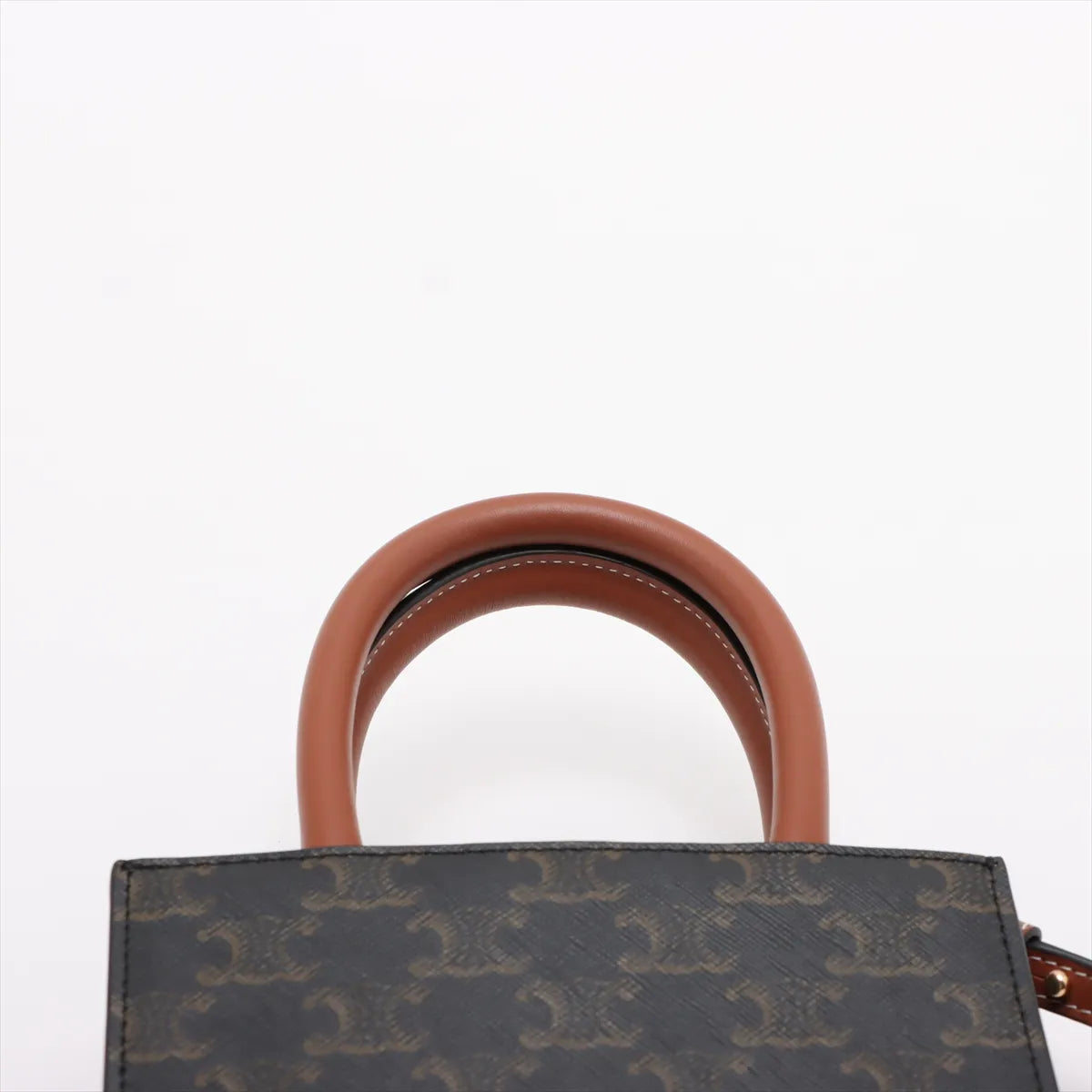 Celine Triomphe Mini Vertical Cabas Leather Two-Way Shoulder Bag Brown