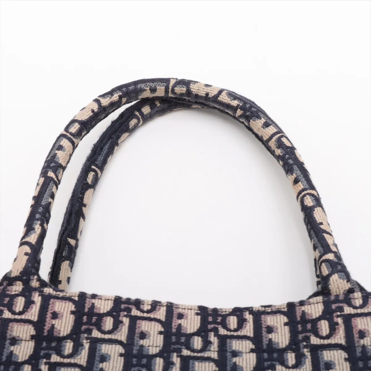 Christian Dior Oblique Book Tote Medium Canvas Bag Navy Blue