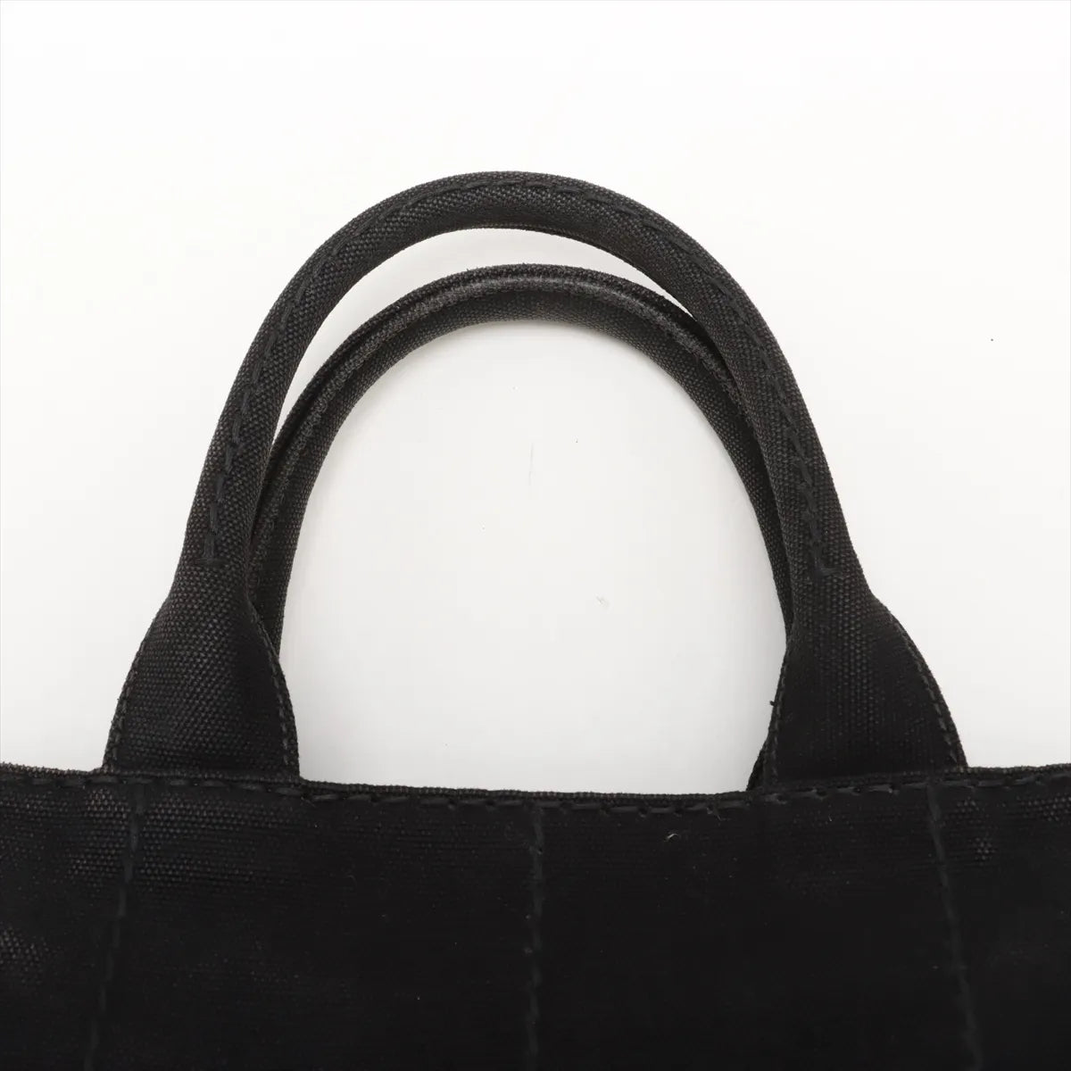 Prada Canapa Canvas x Leather Two-Way Handbag Black
