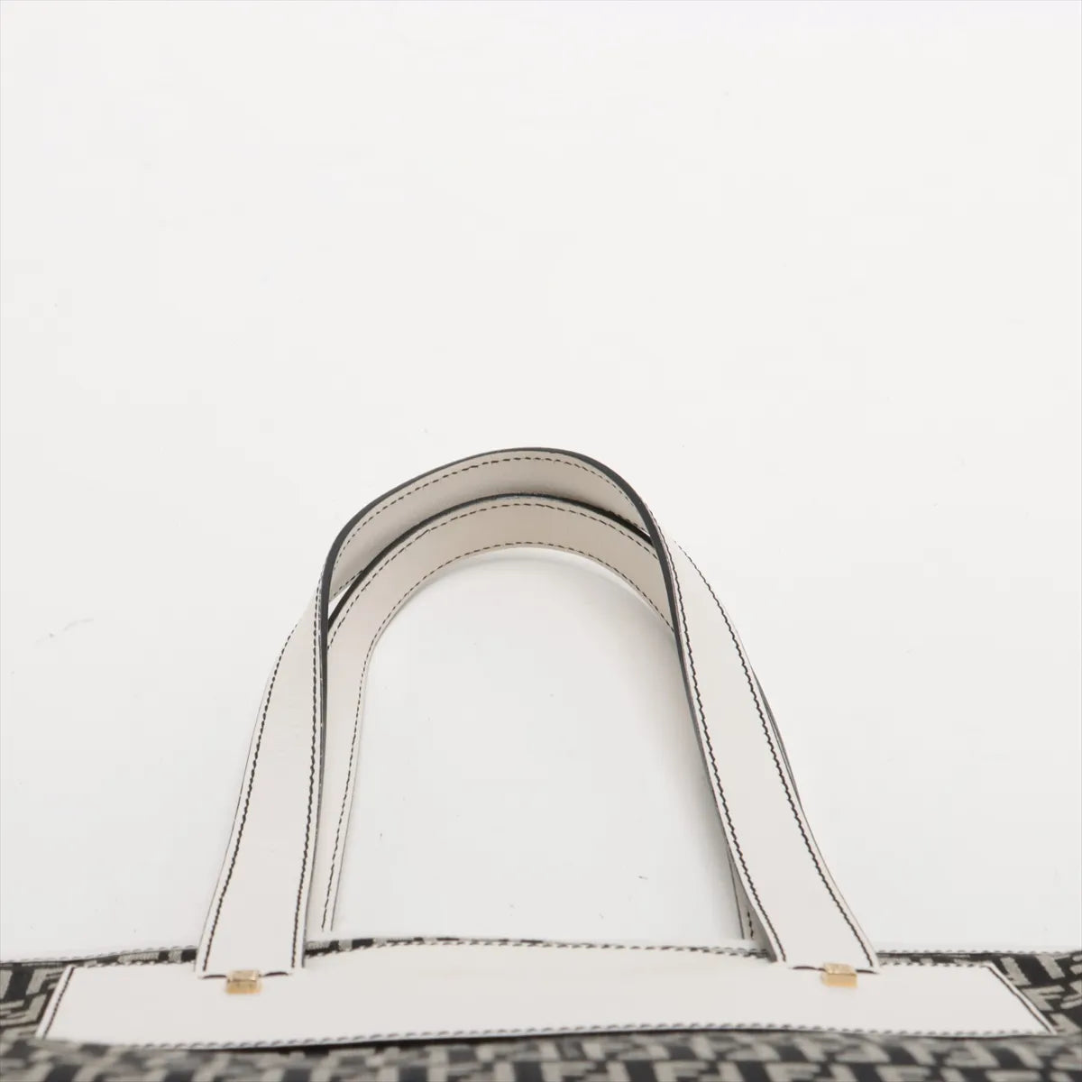 Fendi Zucchino Canvas Leather Tote Bag Black x White