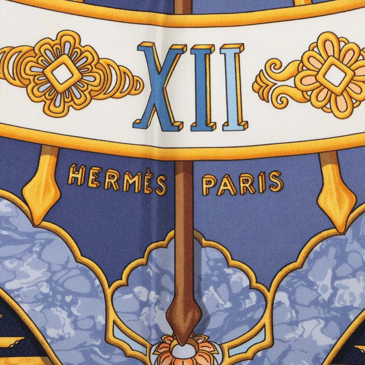 Hermes Carre 90 Carpe Diem Enjoy Today's Day Silk Scarf Yellow × Light Blue