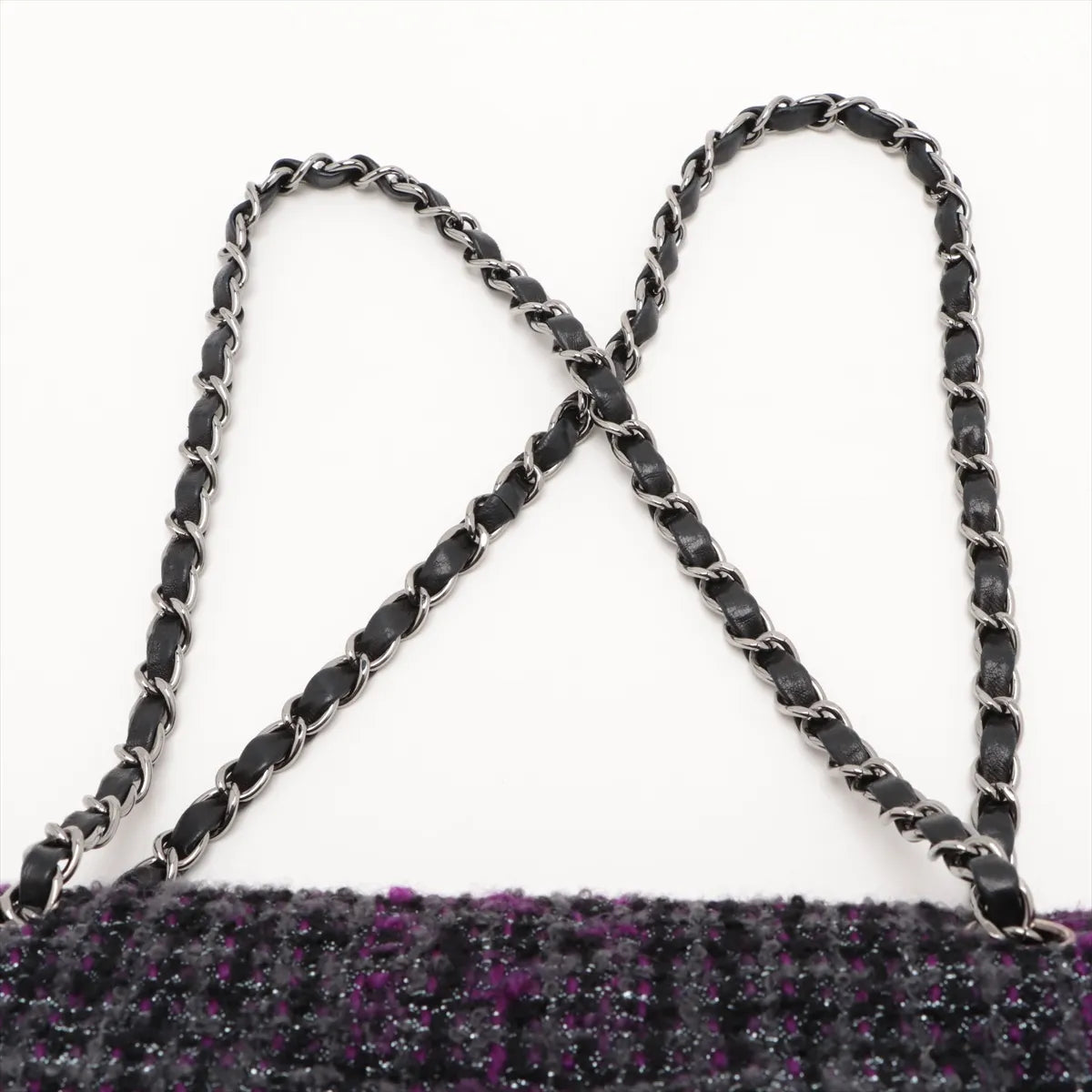 Chanel CC Logo Matelasse 25 Tweed Double Flap Double Chain Bag Purple x Black *PREORDER*
