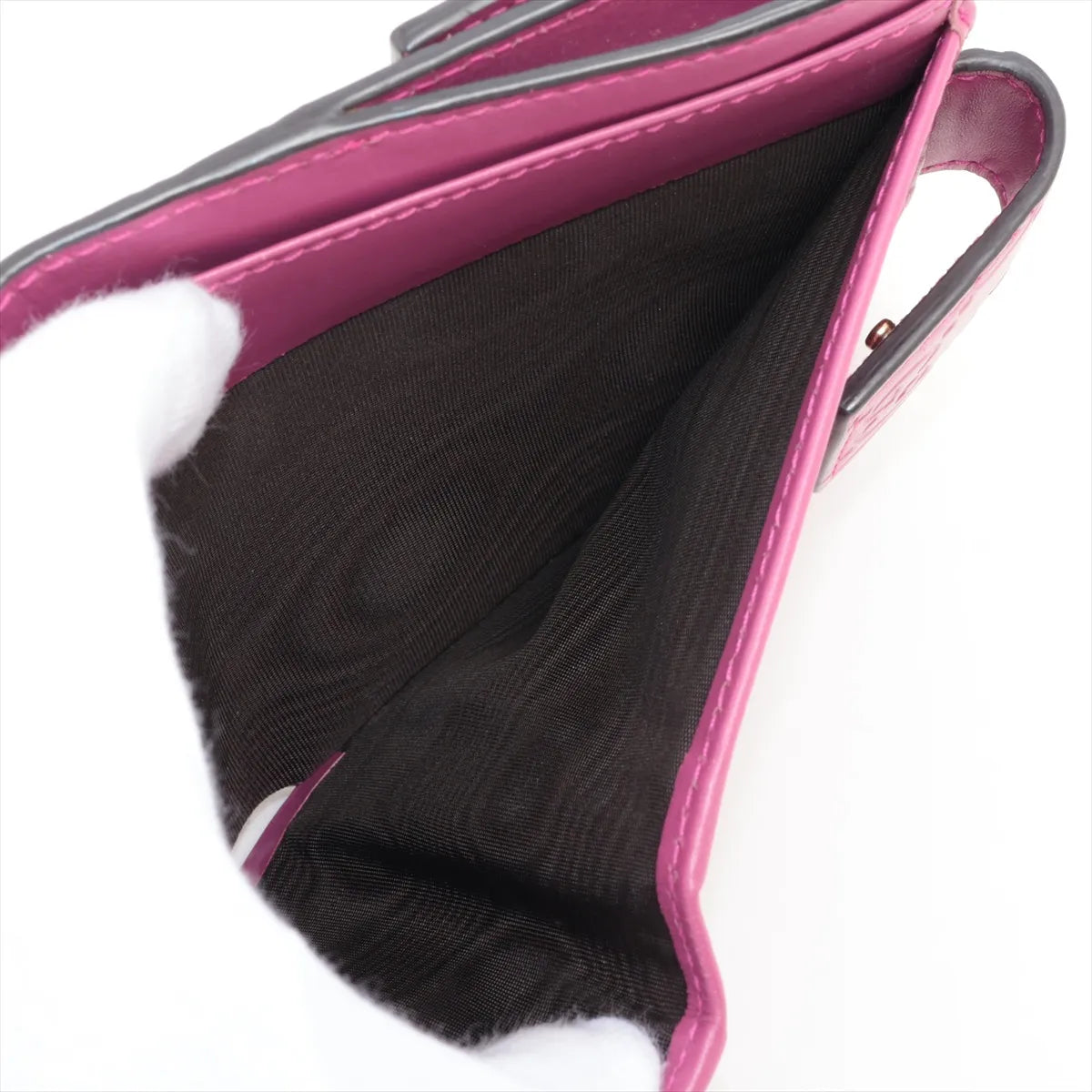 Gucci Guccissima Ribbon Leather Compact Wallet Pink