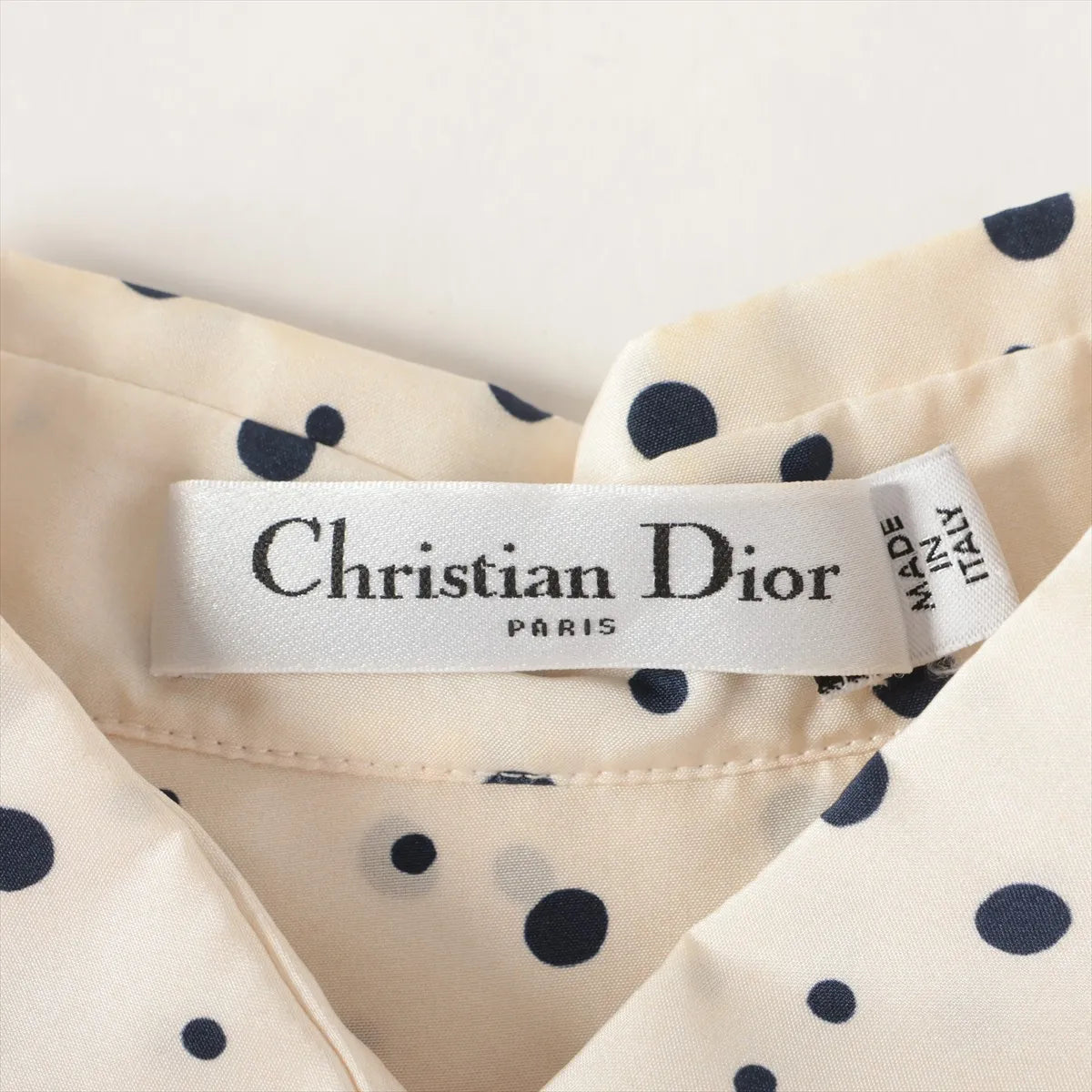 Christian Dior Bee Embroidery Silk Shirt Ivory