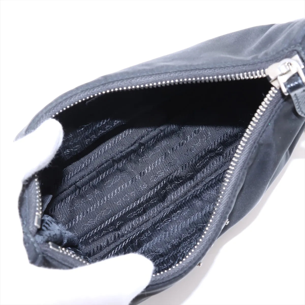 Prada Tessuto Nylon Leather Two-Way Shoulder Bag Black