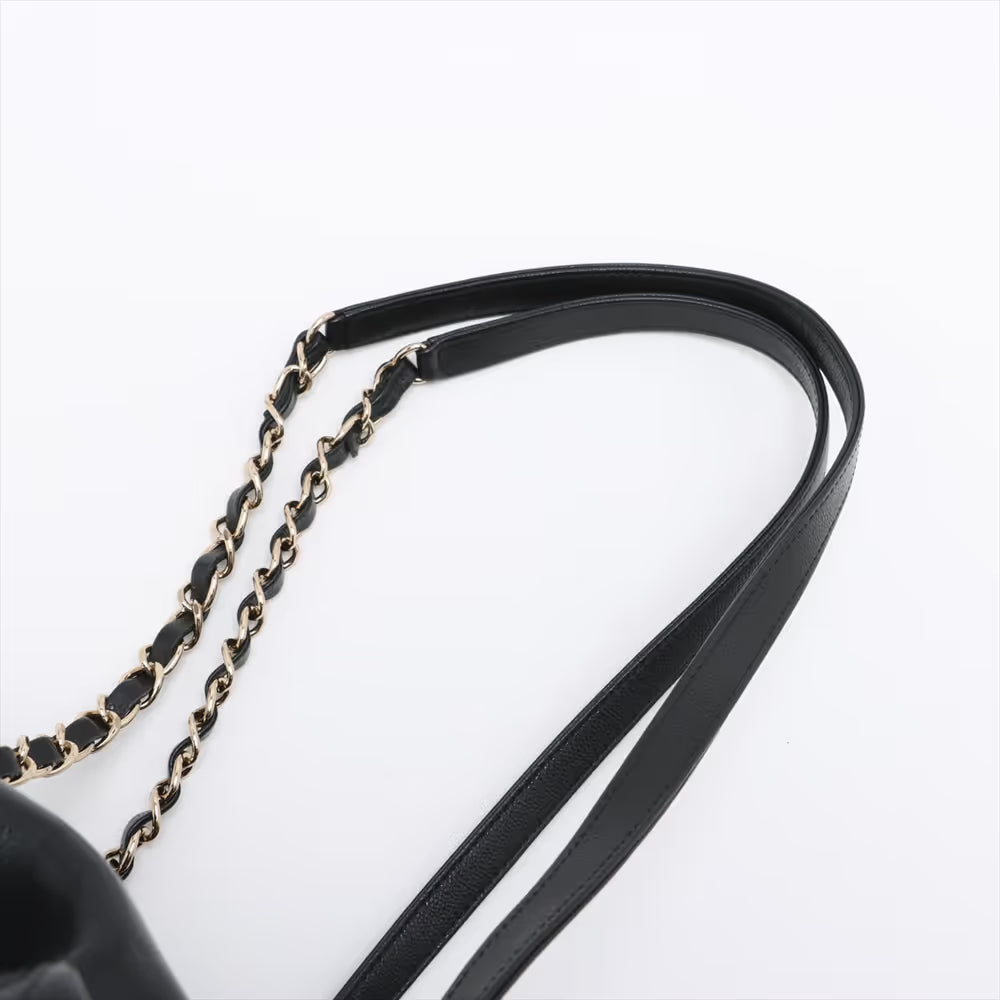 Chanel CC Logo Matelasse Caviar Skin Chain Backpack Black