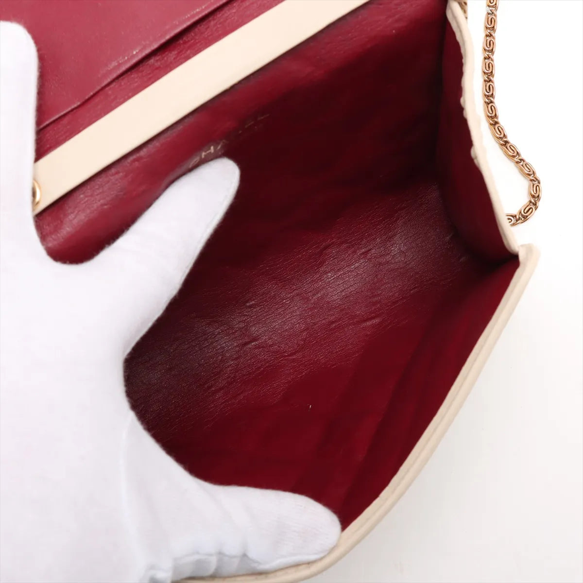 Chanel CC Logo Matelasse Lambskin Chain Shoulder Bag Beige