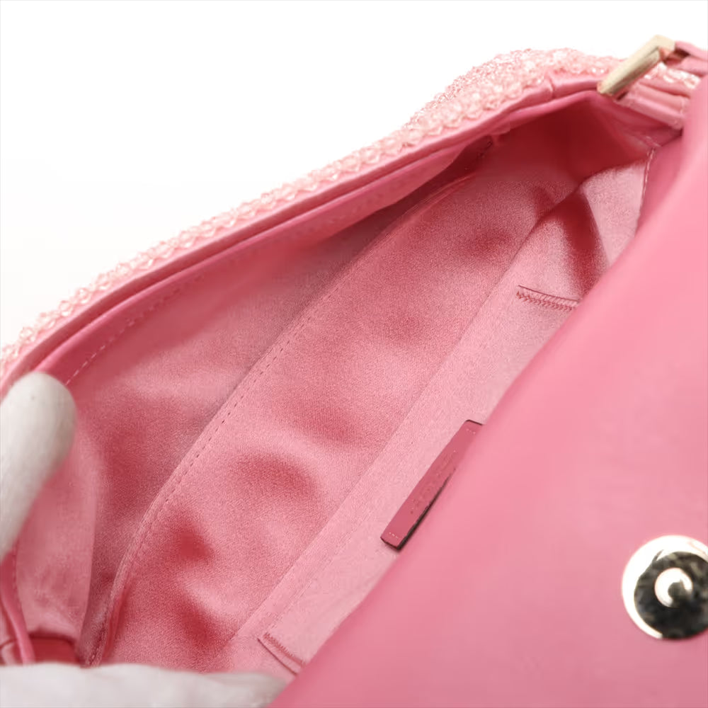 Jimmy Choo Varenne Mini Satin x Beads Shoulder Bag Pink
