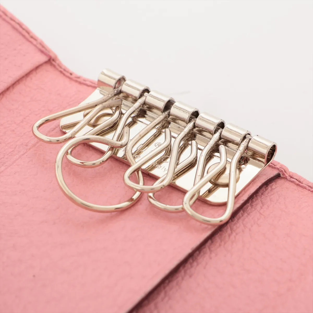 Gucci GG Canvas Leather Key Case Beige×Pink