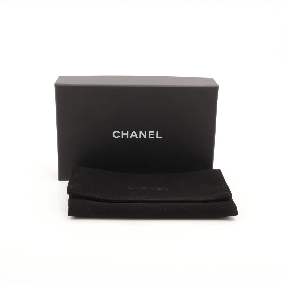 Chanel CC Logo Matelasse Caviar Skin Coin Card Purse Black