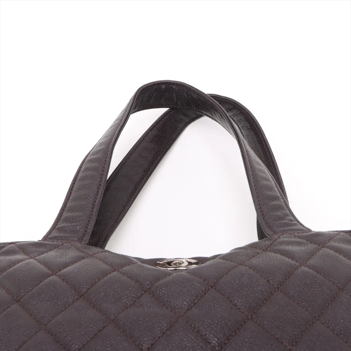 Chanel CC Logo Matelasse Caviar Skin Tote Bag Purple