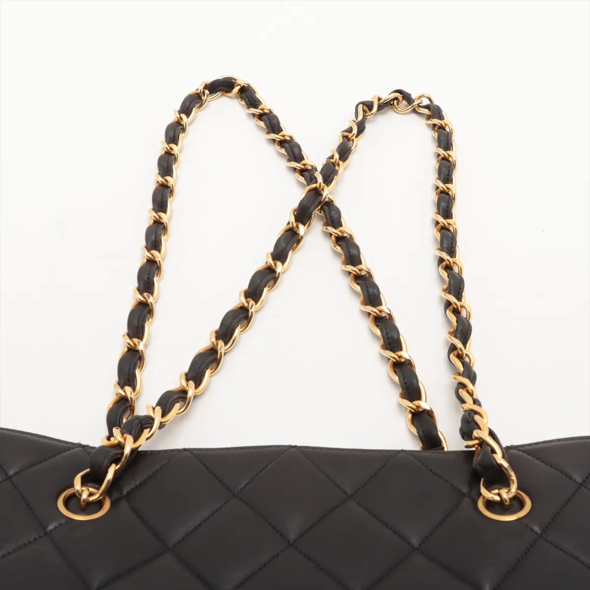 Chanel CC Logo Matelasse Lambskin Chain Tote Bag Black