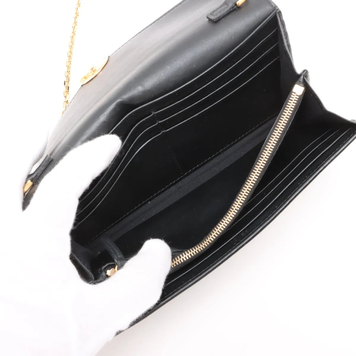 Fendi Leather Wallet on Chain Black