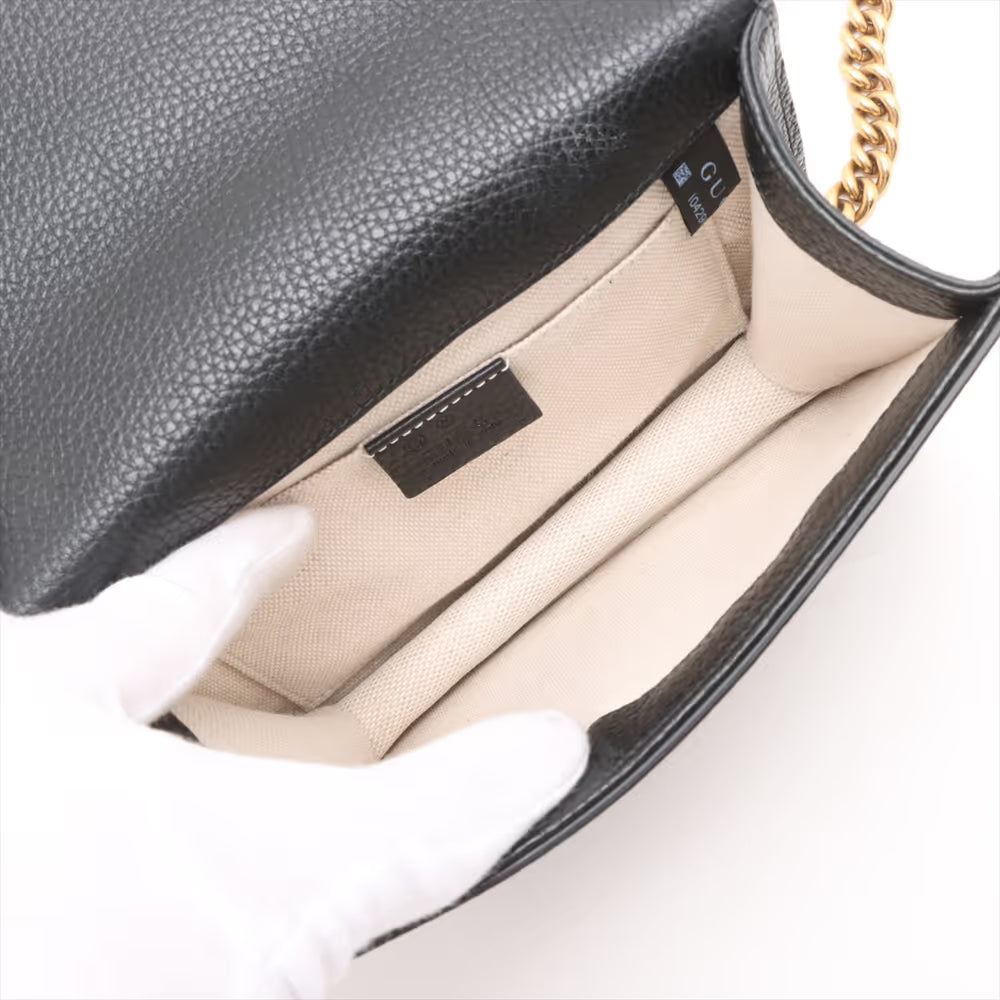 Gucci GG Marmont Leather Chain Shoulder Bag Black