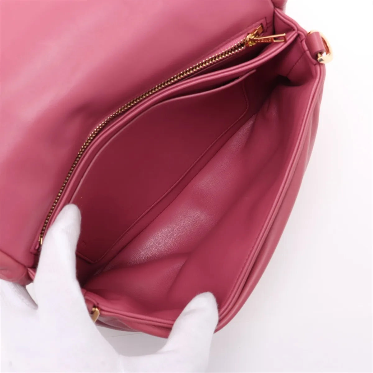 Loewe Puffer Leather Chain Shoulder Bag Pink