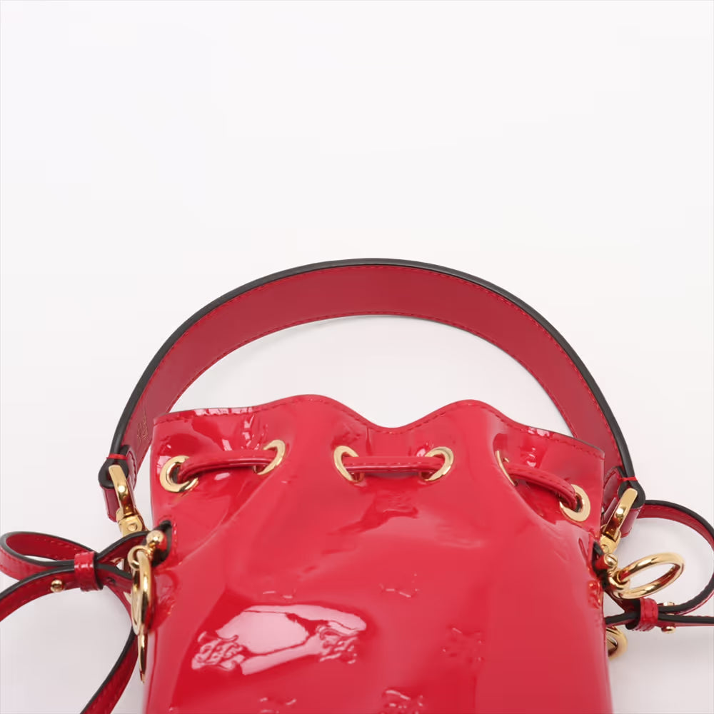Fendi Mon Tresor Mini Patent Leather Two-Way Shoulder Bag Red