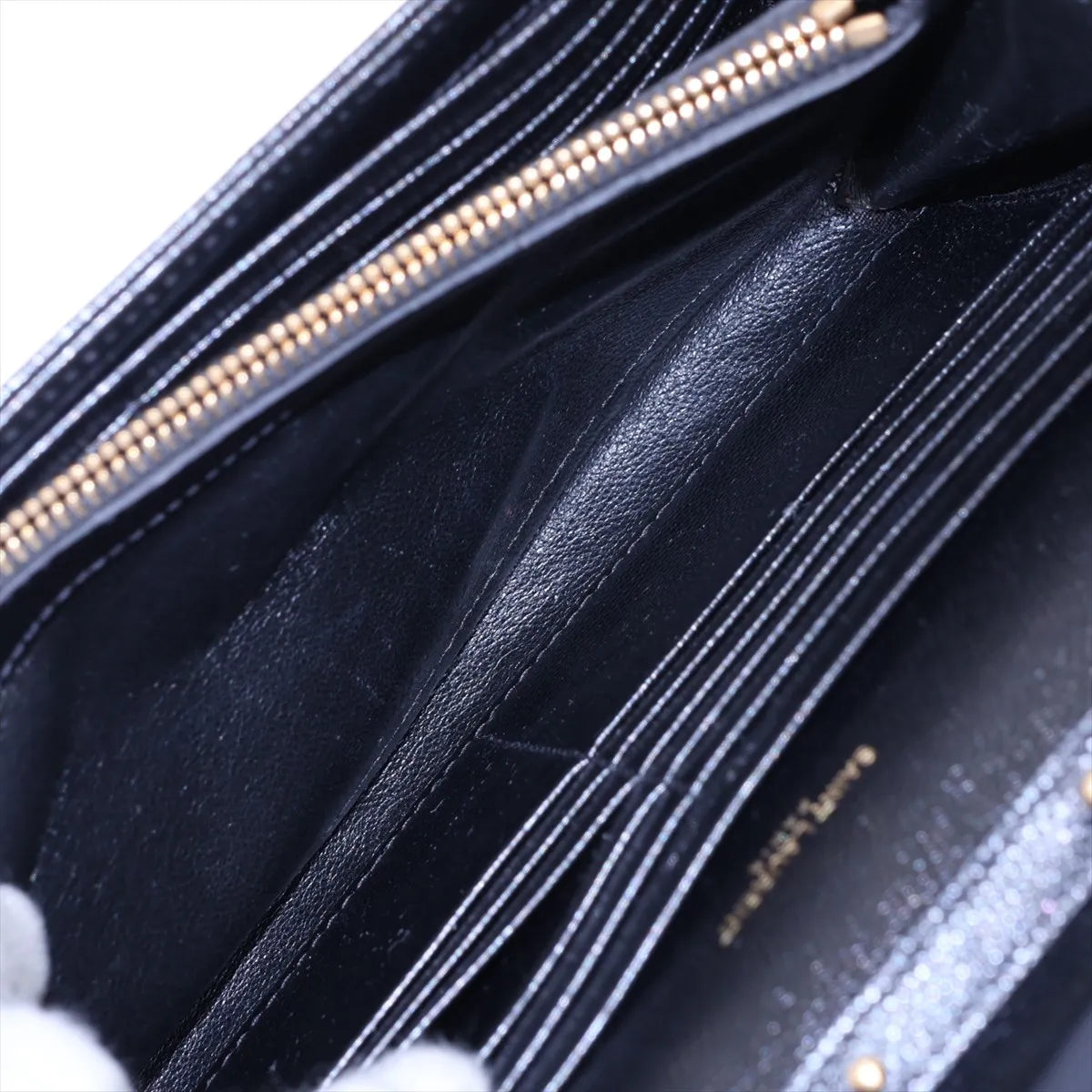 Saint Laurent Paris Cassandre Leather Wallet on Chain Black