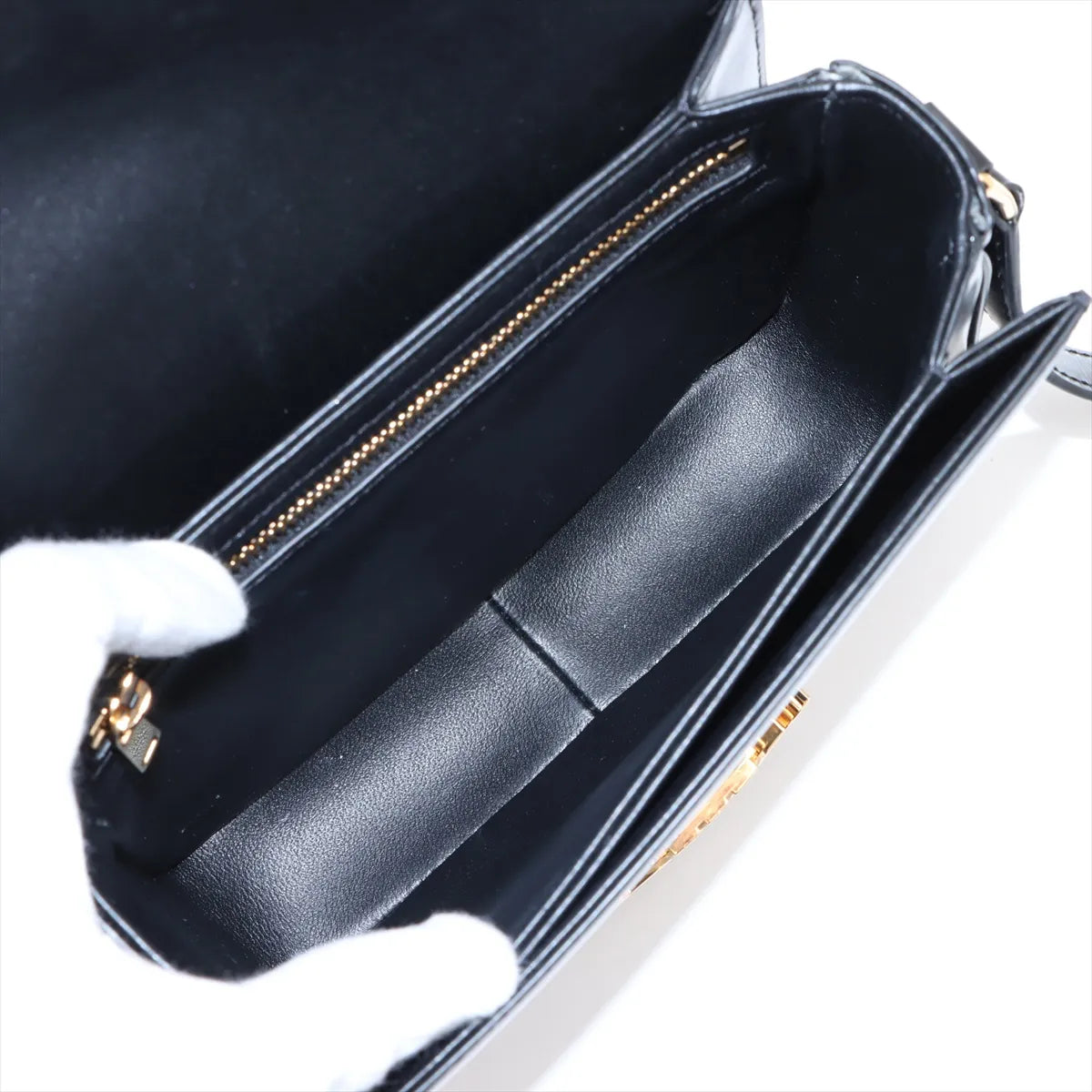 Celine Triomphe Teen Leather Shoulder Bag Black