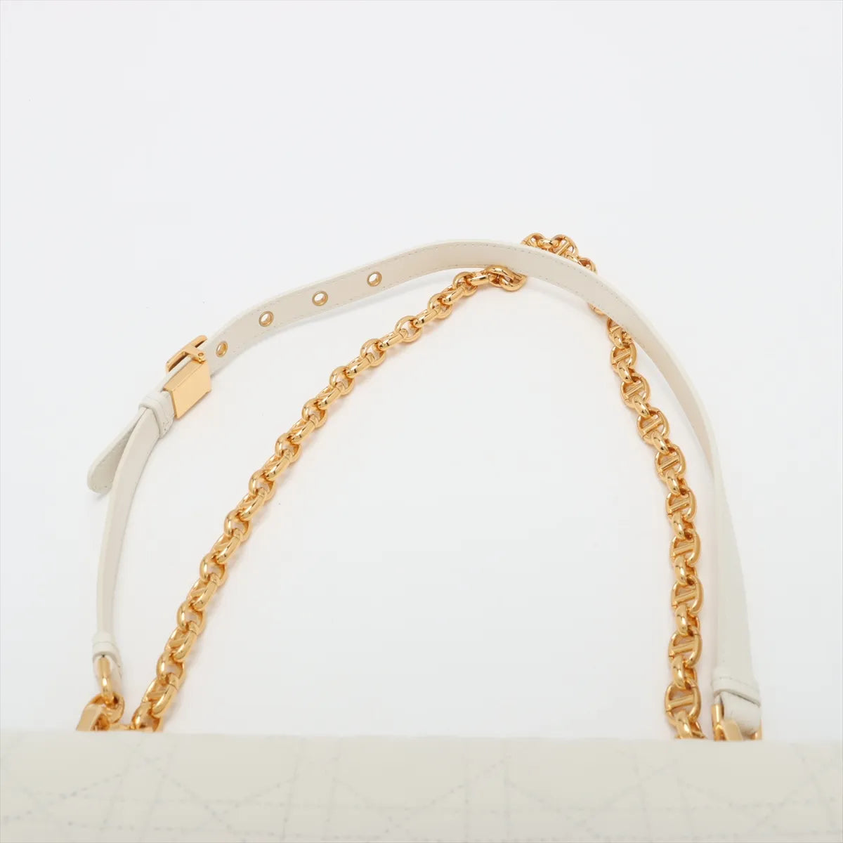Christian Dior Cannage Caro Leather Chain Shoulder Bag White