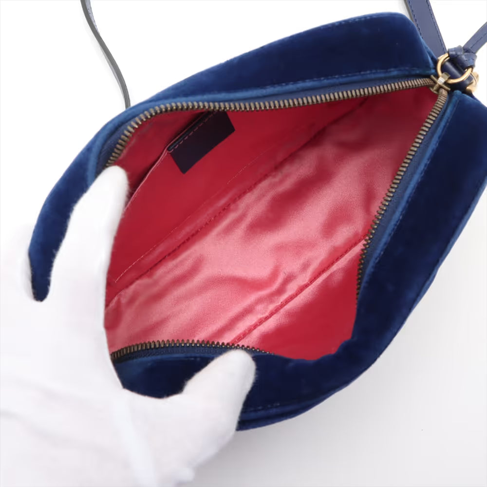 Gucci GG Marmont Velvet Chain Shoulder Bag Blue