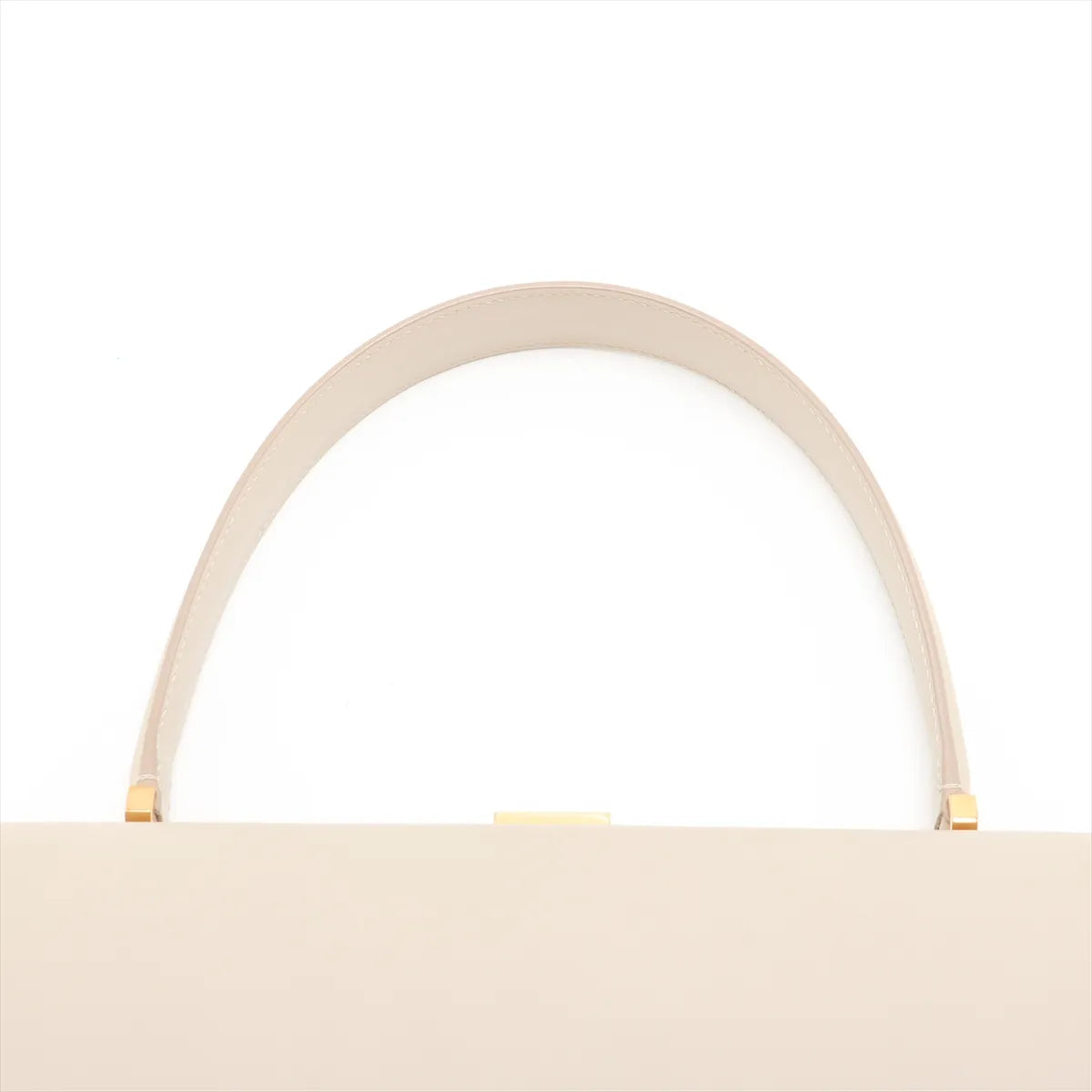Celine Clasp Medium Leather Handbag Beige