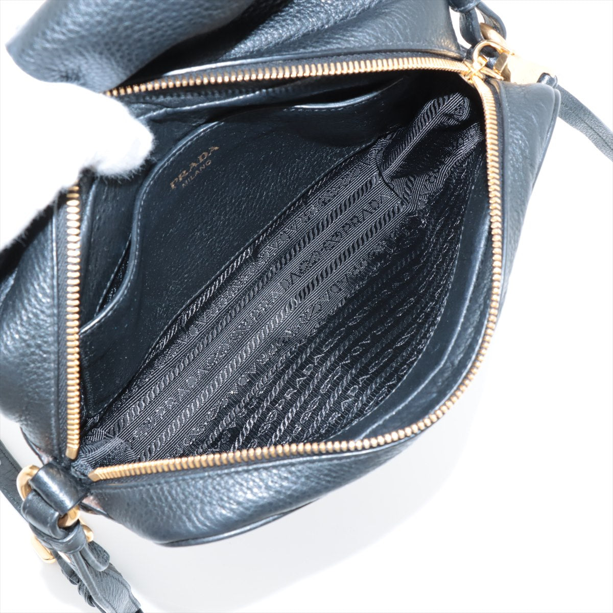 Prada Vitello Leather Crossbody Bag Black