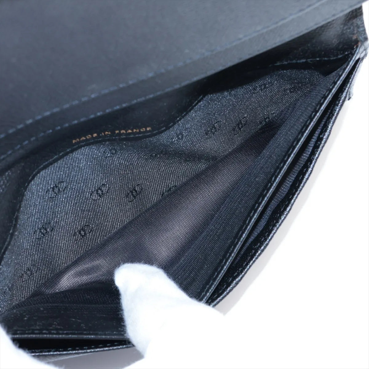 Chanel CC Logo Button Leather Long Wallet Black