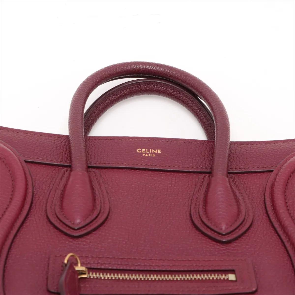Celine Luggage Nano Shopper Leather Two-Way Shoulder Bag Bordeaux